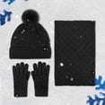 thumbnail image 2 of Winter Hats for Women Mens Hats Couples Winter Outdoor Warm Winter Hat Scarf Gloves Three Piece Check Knit Pile Hat, 2 of 9