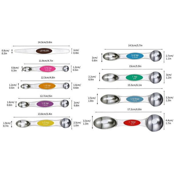 DPTALR Magnetic Measuring Spoons Set Double-headed Kitchen Spoon ...