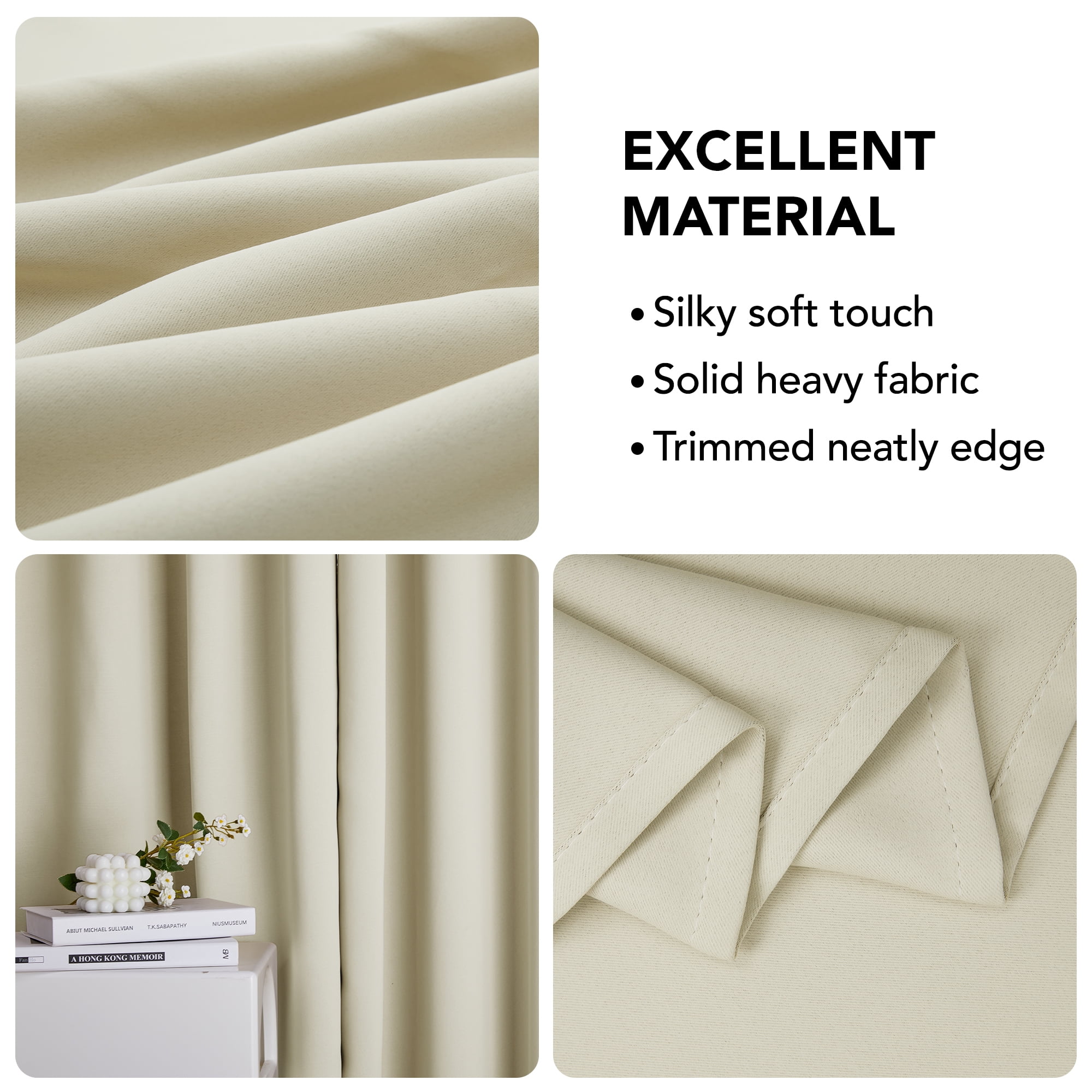 Deconovo Rod Pocket Room Darkening Curtains 84 inches Long, Thermal Insulated Curtains for Living Room, Beige, 42W x 84L inch, 2 Panels