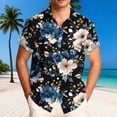 thumbnail image 2 of Stamzod Mens Short Sleeve Shirts Button Down Hawaiian Shirt Casual Summer Shirts Beach Vacation Clothes Dark Blue B XXXXXL, 2 of 6