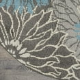 thumbnail image 6 of 4â€™ Round Charcoal and Blue Big Flower Area Rug, 6 of 6