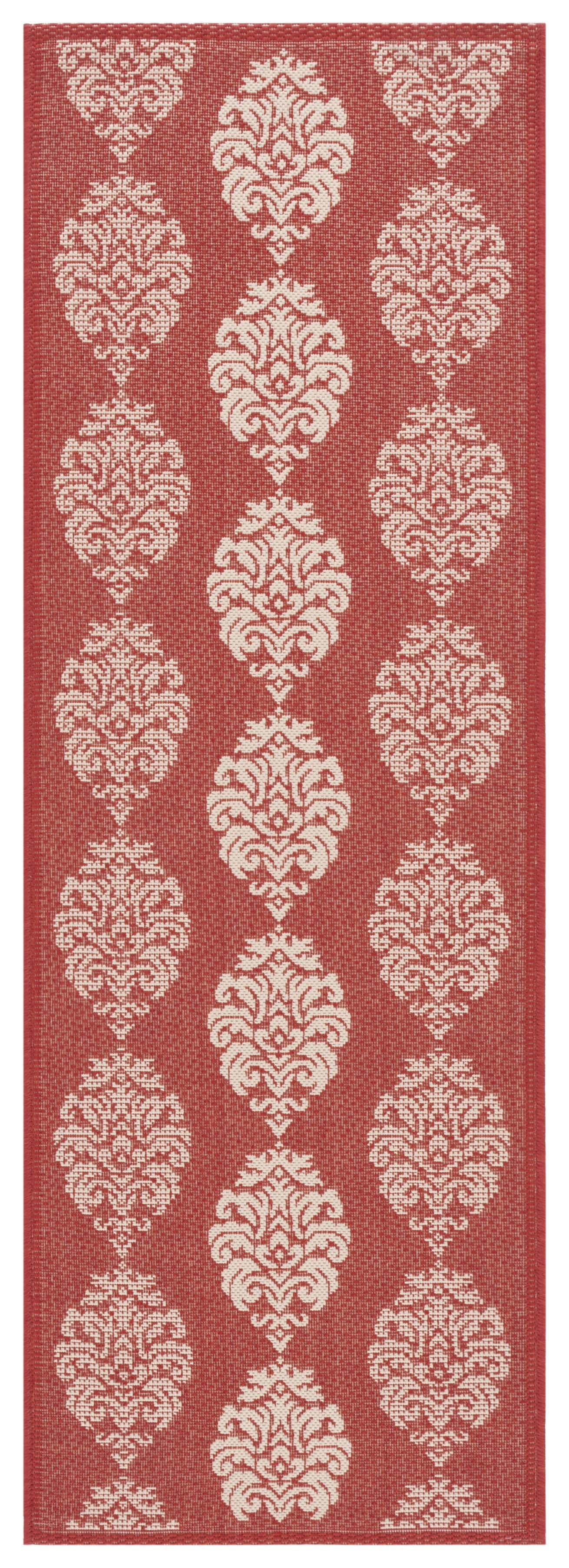 Safavieh Courtyard Jenny Medallion Indoor/Outdoor Runner Rug, Red/Natural, 2'3" x 12'