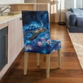 thumbnail image 5 of Xoenoiee Galaxy Turtle Flower Print Dining Chair Covers Stretch Chair Slipcovers Anti-Slip Covers for Dining Chair Removable Washable Parsons Kitchen Chair Covers, 1 Set, 5 of 7