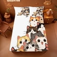 thumbnail image 5 of meiyoeat Hello Cat Bed Sheets,Cute Print Full Size Sheets For Girl,4pcs,1 Flat Sheet,1 Fitted Sheet and 2 Pillowcases, 5 of 6