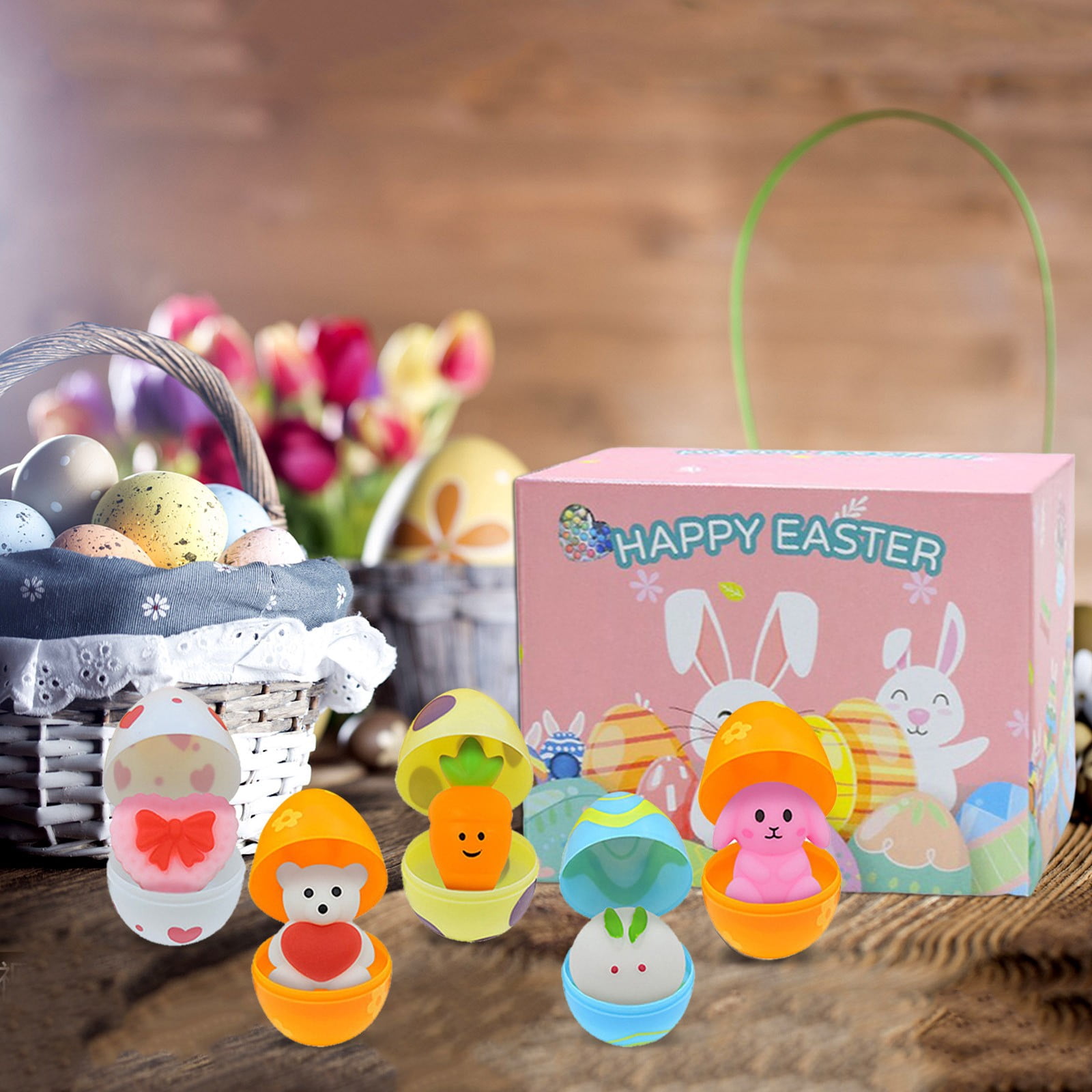 Meottam 12 Pack Prefilled Easter Eggs with Mochi Squeeze Toys, Easter Basket Stuffers for Easter Gifts Egg Theme Party Favor, Kids Novelty Toys Class Prizes Birthday Gifts Stress Relief Toy