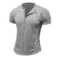 thumbnail image 2 of zfhfof Mens Muscle Slim Cotton T Shirt Summer Short Sleeve Button V-Neck Henley Shirt Gym Workout Athletic Tee Shirts Tops, 2 of 5