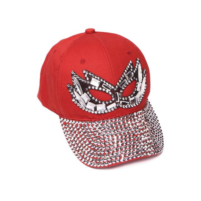 Gorra de béisbol ChicHeadwear secadora con diseño de máscara de fiesta rojo