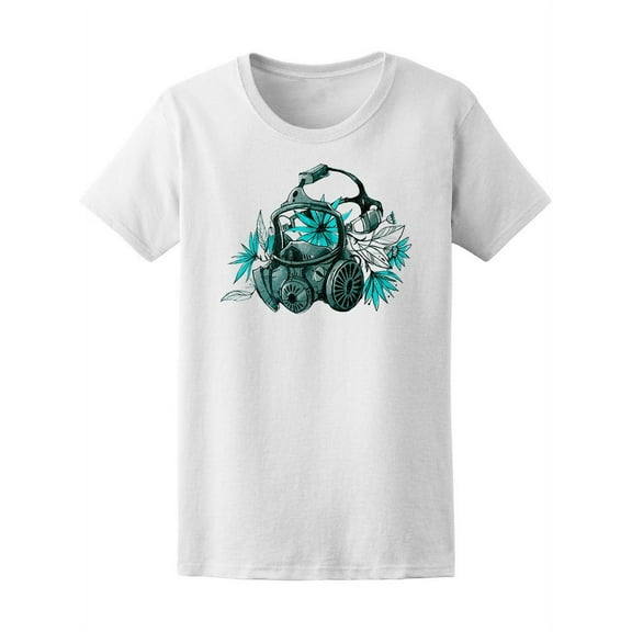 Gas Mask And Flowers T-Shirt Women -Image by Shutterstock, Female XX-Large