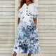 thumbnail image 3 of Vestido de Manga Corta para las Mujeres Estampado Cuello Redondo con Bolsillos, Vestido de Verano Sexy Y Casual para las Mujeres, 3 of 5