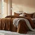 thumbnail image 2 of Velvet Quilt California King-118''x106'', Lightweight Caramel/Brown Velvet Comforter Set with 2 Pillow Shams, Soft Oversized Bedspread Coverlet Quilted Bedding Set for All Season, 2 of 6
