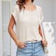 thumbnail image 4 of Camisas de Manga Corta Mujeres de Moda de Color Sólido Cuello Redondo de Punto Superior, Grande Blusa de Poliéster Casual para el Verano Al Aire Libre Y el Uso Diario, 4 of 5