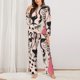 thumbnail image 2 of Fotbe Pink Cheetah Art Conjunto de Pijama de Manga Larga para Mujer con Estampado, Ropa de Dormir de 2 Piezas, Conjunto de Casa Suave y Cómodo con Bolsillos-Small, 2 of 7