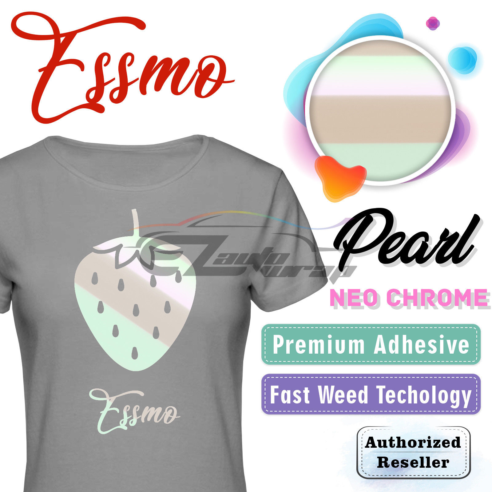 ESSMO™ Neo Chrome Pearl Heat Transfer Vinyl HTV T-Shirt 20" Wide Roll Iron Heat Press NC06 20"x108"