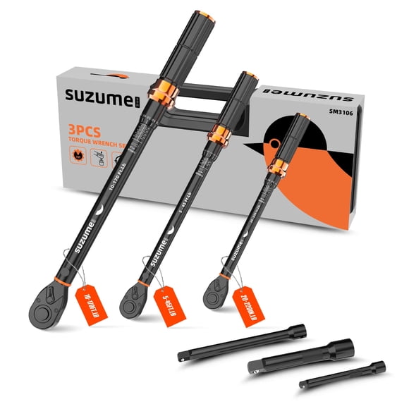Juego de llaves dinamométricas SUZUME, 72 dientes, doble dirección, 3 unidades, ± 3% Acc
