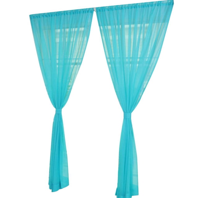 Matsuzay Cortina Color puro Tul Puerta Ventana Cortina Panel Drapeado Bufanda transparente Kits de decoración para fiestas azul eléctrico 100*270cm