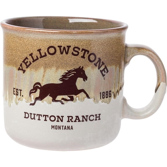 Silver Buffalo Yellowstone Dutton Ranch Silo Reactive Glaze Ceramic Camper Mug, 20 Ounces