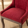 thumbnail image 4 of PORKISS Dining Chairs Set of 2, Thickened Fabric Chairs with Solid Wood Legs, Modern Upholstered Dining Chairs, Red, 4 of 12