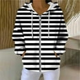 thumbnail image 2 of Fleece Pullover Women, Women's Striped Print Hooded Sweatshirt, Drawstring Zip Up Hoodie with Pockets, Casual Winter Fleece Lined Warm Comfy Soft Sweatshirts Hoodie Jacket, 2 of 9
