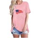 thumbnail image 1 of Camisetas de Manga Corta para las Mujeres Día de la Independencia Impresión Básica Camiseta de Verano, Cuello Redondo Casual Camiseta Blusa, 1 of 4