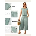 thumbnail image 2 of SHEWIN Outfits Sets for Women Textured Matching Set Sweatsuit Summer Crew Neck Cap Sleeve Tops Wide Leg Pants Basic Outfits, 2 of 9
