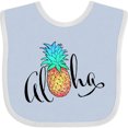 thumbnail image 3 of Inktastic Aloha in Cursive with Pineapple Rainbow Colors Boys or Girls Baby Bib, 3 of 4