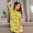 thumbnail image 3 of Fotbe Bananas On A Striped Bata de Dormir para Mujer con Estampado, Camisón de Algodón de Manga Corta, Ropa de Dormir Casual, 3 of 6