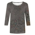 thumbnail image 3 of ZZwxWA Womens 3/4 Length Sleeve Tops Vintage Floral Round Neck Loose Fit Tshirts Trendy Casual Blouses Fashion Ladies Tees, 3 of 4