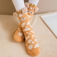 thumbnail image 3 of 1 Pair Adults Socks Cartoon Cat Rabbit Alpaca Giraffe Chick Fuzzy Fluffy Thickened Stretchy Keep Warm Coral Fle, 3 of 7