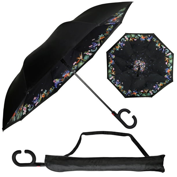 Urban Den Inverted Umbrella for Heavy Rain | UV Umbrella | Sun Protection | Auto Open Close | Hands Free Tropical