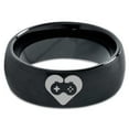 thumbnail image 2 of Tungsten Gaming Gamer Controller Pad Heart Emoji Band Ring 8mm Men Women Comfort Fit Black Dome Brushed Polished, 2 of 4