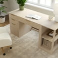thumbnail image 5 of Martha Stewart Home Office Modular Single-Drawer Desk with 2 Tier Shelf and 3 Drawer File Cabinet in Light Natural with Brushed Gold Hardware, 5 of 11