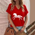thumbnail image 6 of ALLLIST Womens Tops Holiday Short Sleeve V Neck T-Shirts Trendy Animal Print Red Shirts Ladie's Tops, 6 of 6