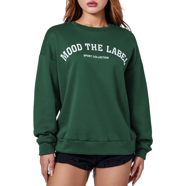 xiaxaixu Women's Loose Sweatshirt T-Shirts à Manches Longues Col Rond Imprimé Lettre Automne Hiver
