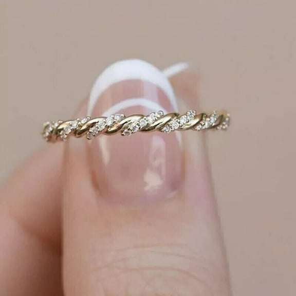 Hitanshu Jewels 1Ct Round CZ Eternity Wedding Band Ring 14K Yellow Gold Plated