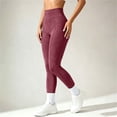 thumbnail image 7 of Women's Solid High Waist Yoga Leggings Stretch Tight Long Pants Fashion Fitness Sports Trousers for Workout, Running and Daily Casual Wear Wine, 7 of 7