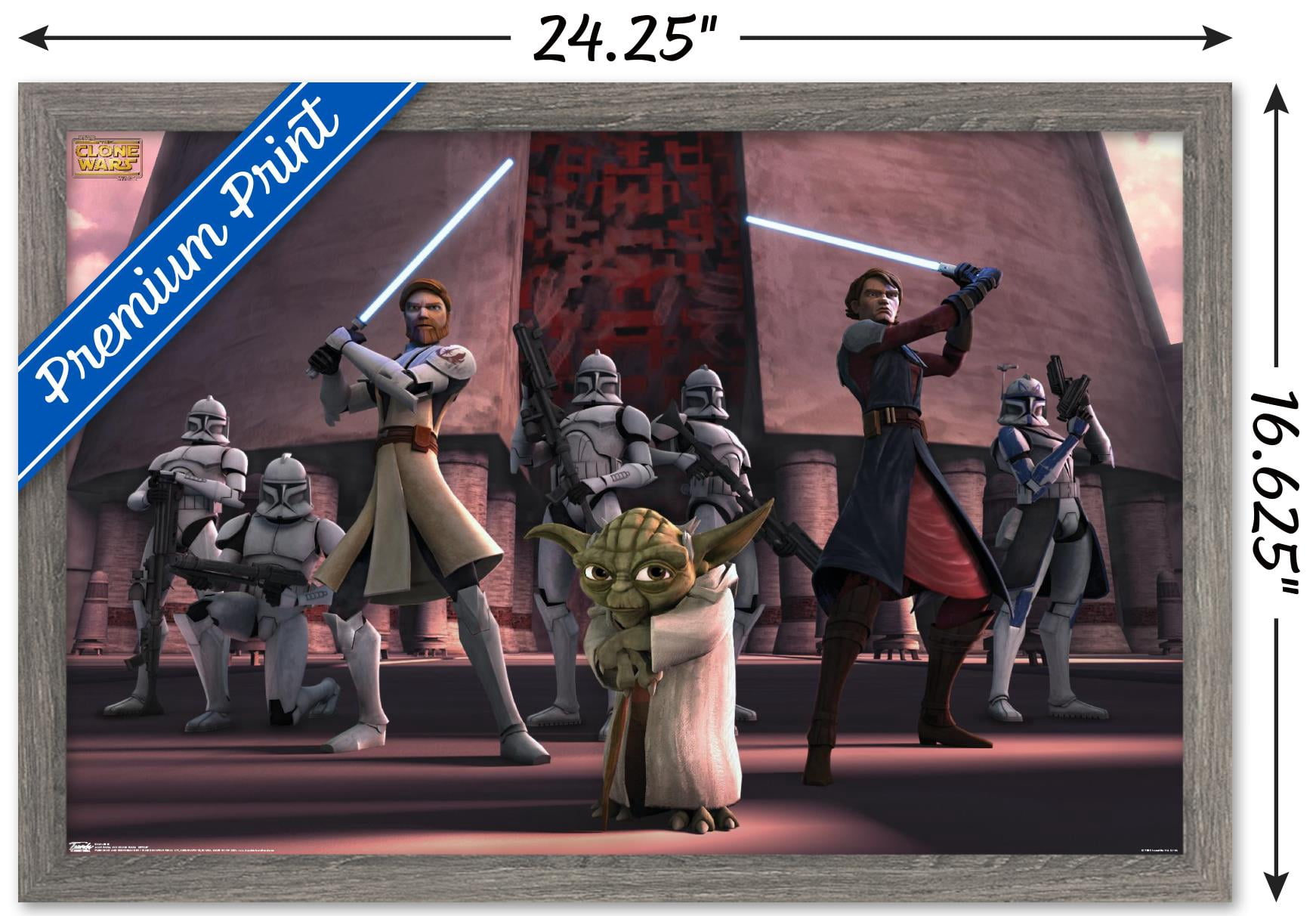 Star Wars: The Clone Wars - Group Wall Poster, 14.725" x 22.375", Framed