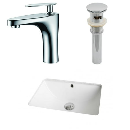 Rectangle Single Hole - American Imaginations 18.25-in. W x 13.5-in. D CUPC Rectangle Undermount Sink Set In White With Single Hole CUPC Faucet And Drain