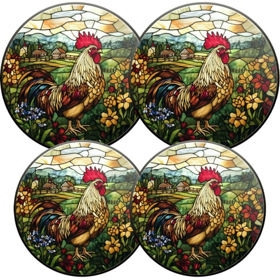 Electric Stove Burner Covers,4 Pcs Round Gas Burner Cover,8 and 10 Inch,beautiful rooster in farmyard