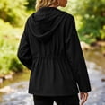 thumbnail image 5 of TEAJOPSUU Women's Zip Up Jackets with Flap Pockets Waterproof Collared Drawstring Waist Long Sleeve Jackets Outdoor Casual Hiking Daily Coats Black, 5 of 5