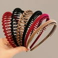 thumbnail image 3 of Honrane Women Headband Wave Shape Teeth Anti-slip Solid Color Elastic Hair-fixed Soft Edge Narrow Daily Hair Hoop Hair Accessory, 3 of 8