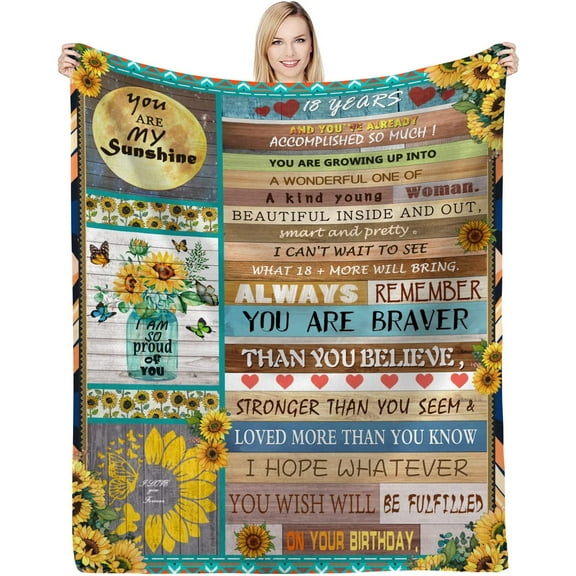 18th Birthday Gifts for Girls, 18th Birthday, 60"x50" Blankets, 18 Year Old Girl Birthday Gifts, for 18th Old Girl Birthday Christmas Thanksgiving Gifts (18th Birthday Gifts for Girls, 60"L x 50"W)
