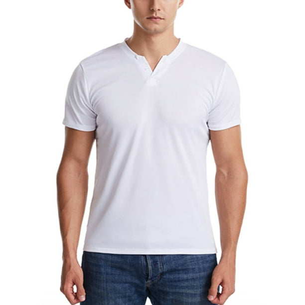 AMaVo - Avamo Basic Summer Solid T Shirts for Men Casual Front Placket 