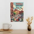 thumbnail image 3 of Midday Plaza Wall Art Zocalo De Puebla Mexico Retro Travel Poster Historic Colonial Architecture Print Poster, 3 of 8