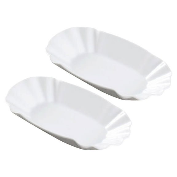 2pcs Ceramic Snack Plates Household Ceramic French Fries Plates Dessert Plates Dishes for Snacks