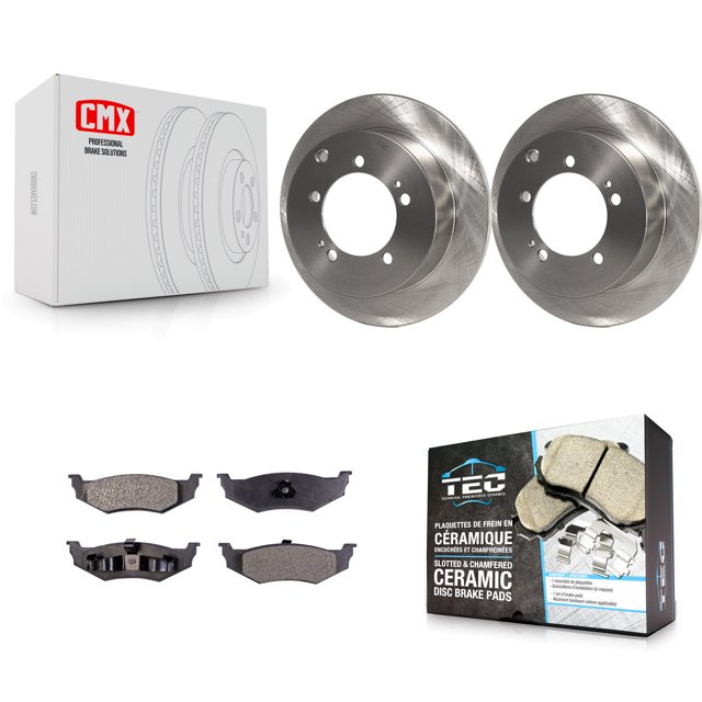 Transit Auto Rear Disc Brake Rotors and Ceramic Pads Kit for Car 2000 Dodge Stratus with 14" Factory Wheels K8T-101765