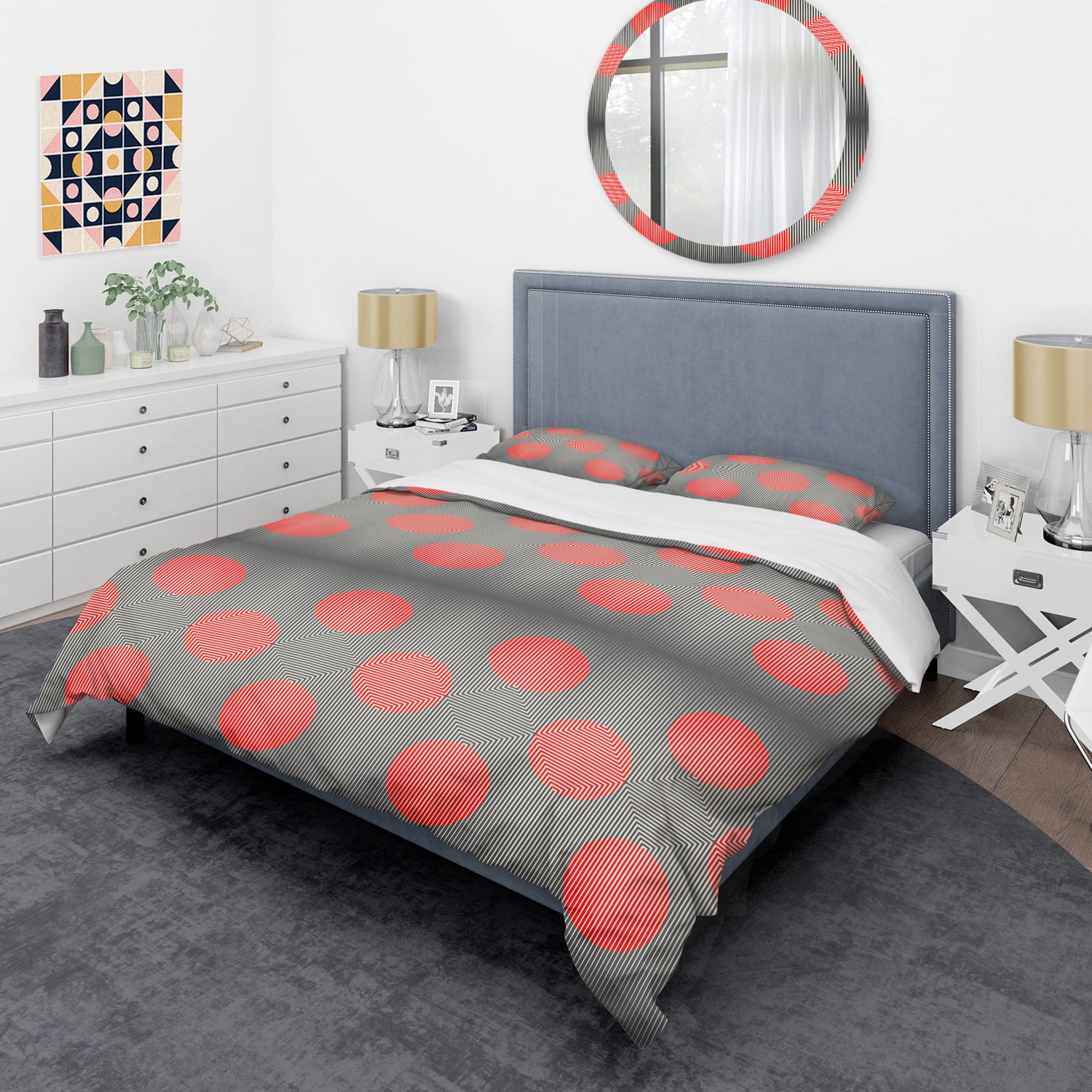 Designart 'Modern Circle and Line Geometric Pattern' Mid-Century Modern Duvet Cover Set