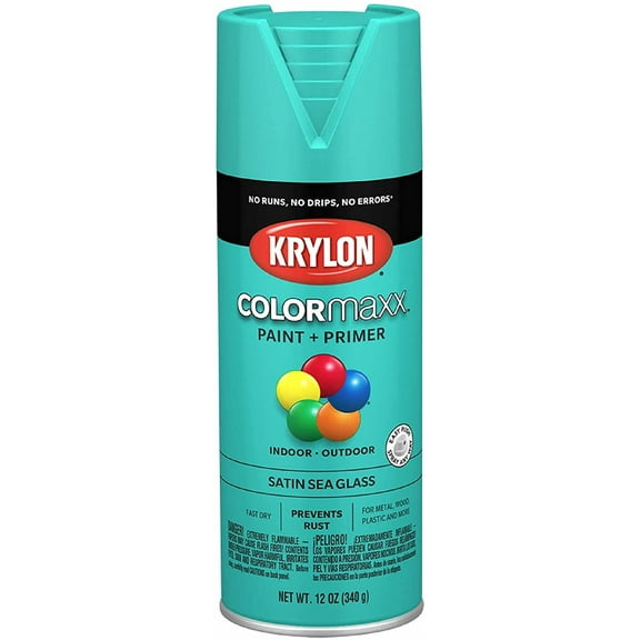 Krylon K05576007 COLORmaxx Spray Paint and Primer for Indoor/Outdoor Use, Satin Sea Glass