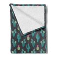 thumbnail image 2 of Botanical Soft Flannel Fleece Blanket, Saguaro Cactus Pattern with Blooms Exotic Plants Cacti Mexican Accents, Cozy Plush for Indoor and Outdoor Use, 70" x 90", Grey Teal Pale Green, by Ambesonne, 2 of 5