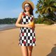 thumbnail image 3 of Fotbe Ladybugs Of Black And White Checkers Vestido de Verano sin Mangas para Mujer – Vestido Midi Línea A, Estilo Camiseta Floral, Vestido Playero Casual y Fluido, 3 of 7