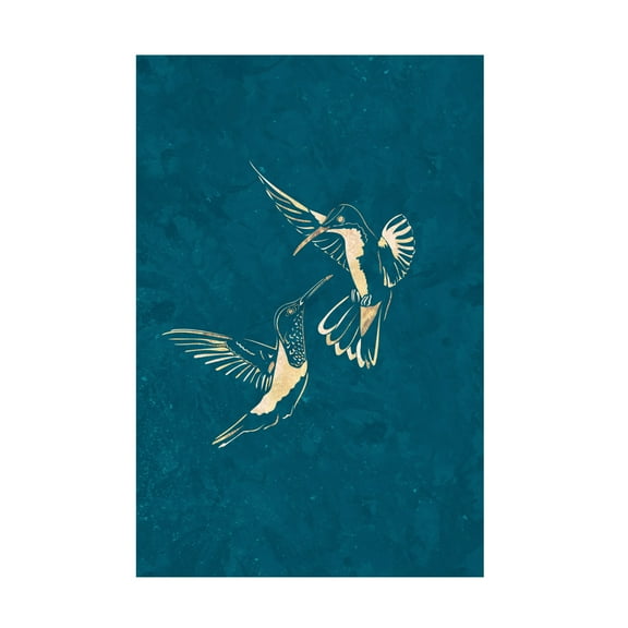 Trademark Fine Art Sarah Manovski Gold Hummingbird Line art Silhouettes 3 Canvas Wall Art
